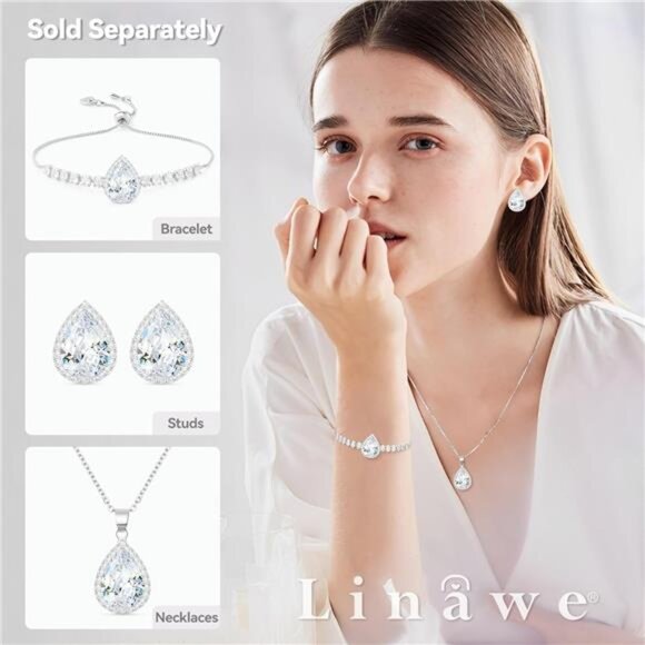 Women Crystal Rhinestone Charm Bracelet Adjustable Chain Teardrop Cubic Zirconia - Picture 4 of 7